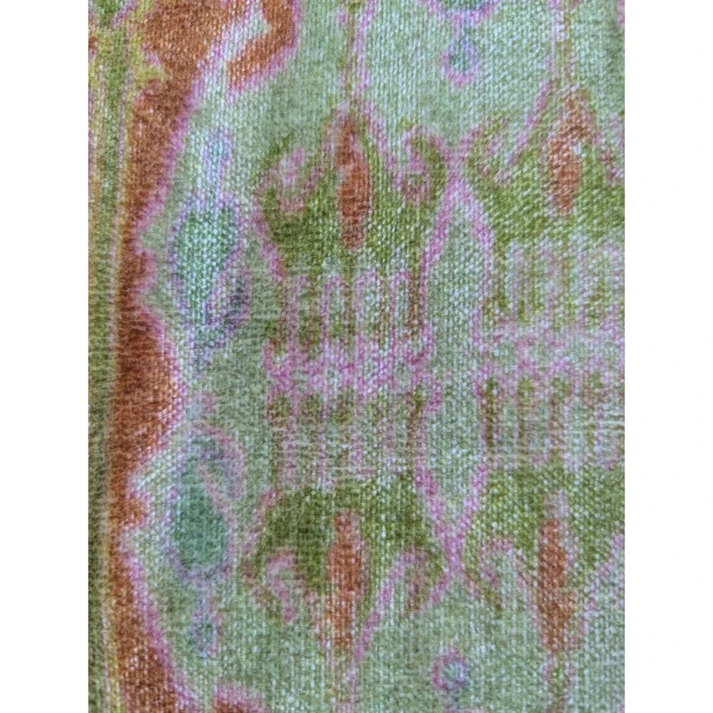 Pottery Barn Ikat Velvet Lumbar Pillow Covers Set of 2 Green Orange 14x36